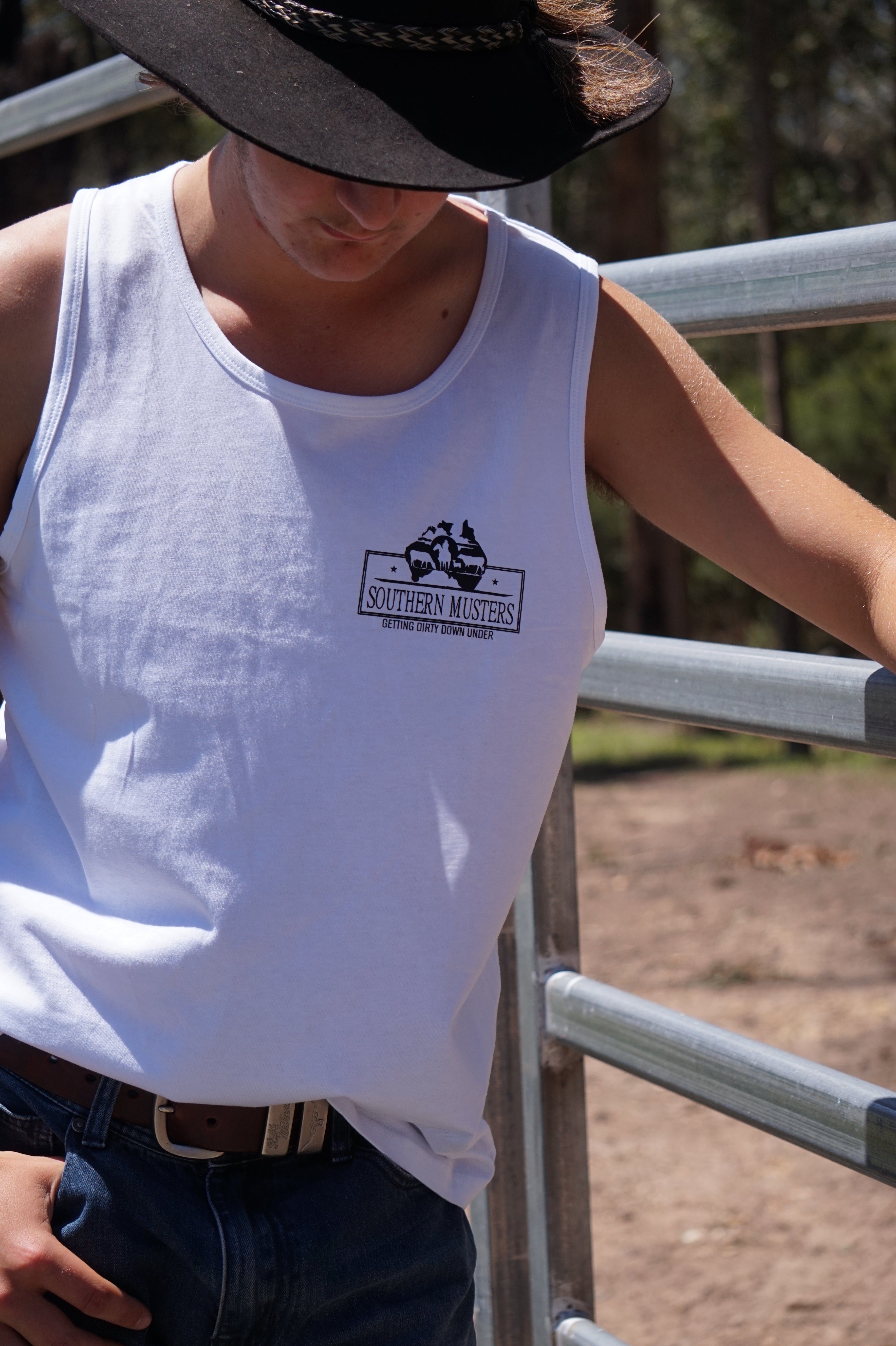 White Southern Musters Singlet