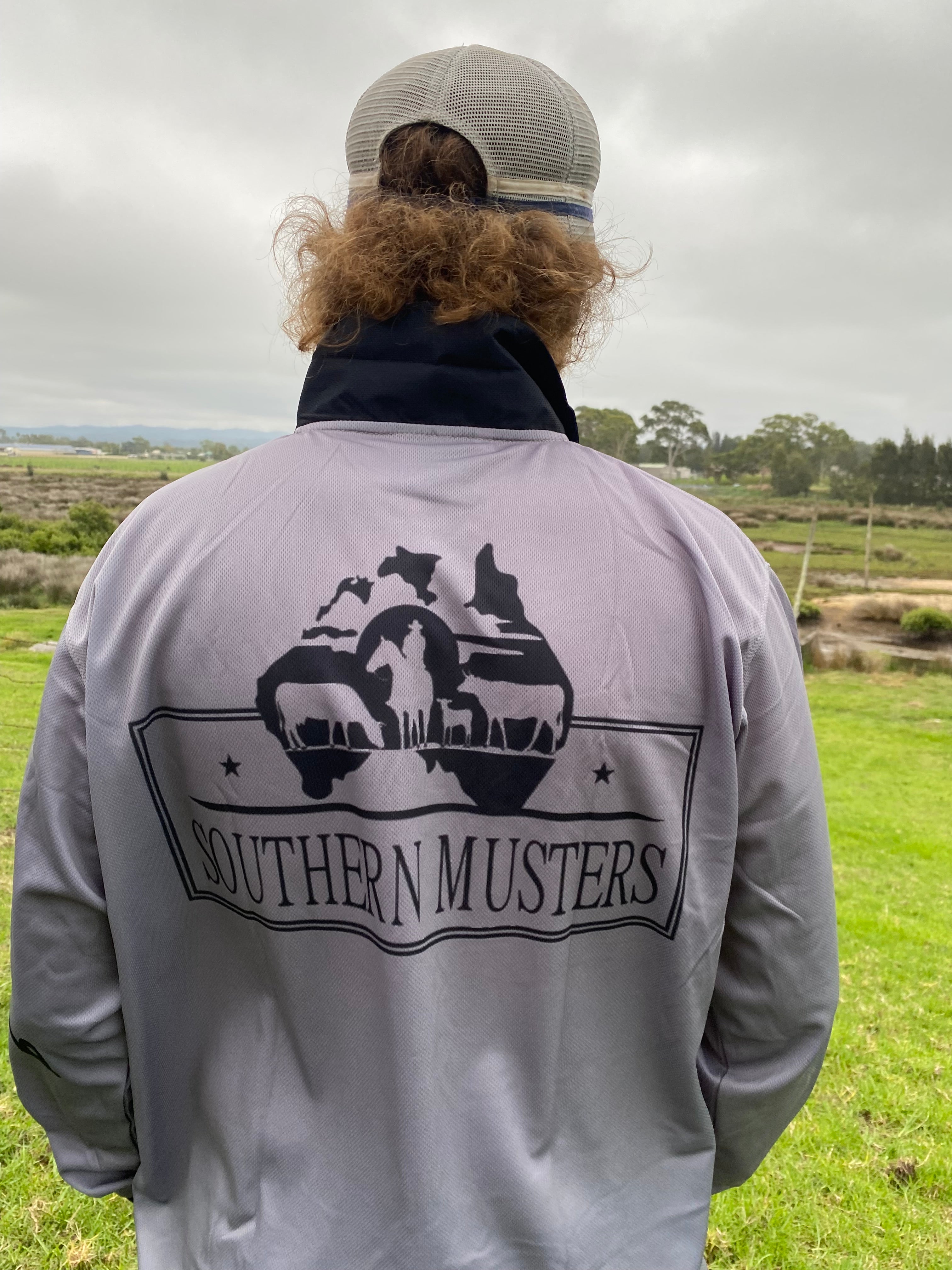 Southern Musters Grey Polocrosse fishing shirt